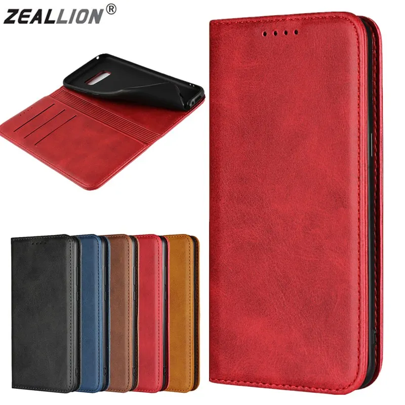 ZEALLION For Samsung Galaxy S8 S9 Plus Note 8 Flip Calfskin Genuine Real Leather Magnetic Card Pocket Wallet Stand Phone Case | Мобильные