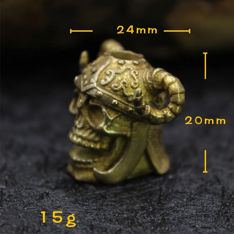 Pingente de Bronze de Cobre Edc Orc Berserker Crânio Puro Crânio Capacete Diy Gota Corda Lanterna Pingente Contas Paracord Ferramenta Acessórios 3 Corda Lanterna Pingente Contas Paracord Ferramenta Acessórios