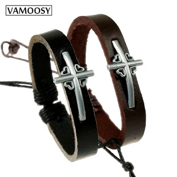 

VAMOOSY 2018 Fashion Bracelet Love Boy and Girl Silver Color Alloy Cross Bangles Bracelets for Women Men Jewelry Wholesale Price