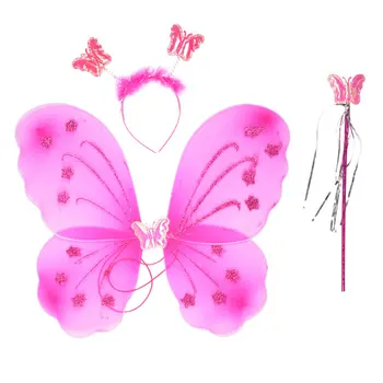 

POSH DREAM Headband + Wings + Sticks Children Cosplay Set Fairy Butterfly Angel Wing Cosplay Headband Set 3pcs Cosplay Set