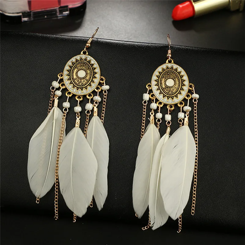 2018 Trendry Earrings for Women Vintage Women Bohemian Fashion Weave Tassel Earrings Long Drop Earrings Jewelry Brincos J05#N (4)
