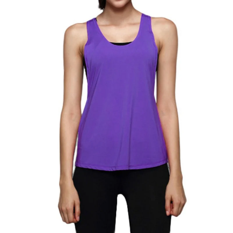 Summer Women Tank Tops Dry Quick Yoga Shirts Loose Gym Fitness Sport Sleeveless Vest Singlet Running Training