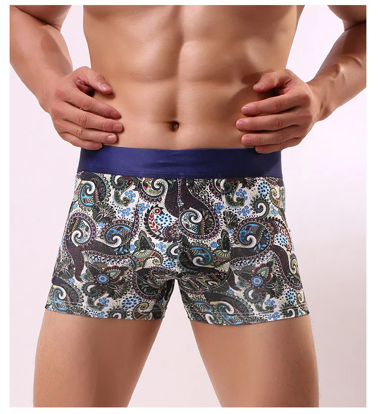 [Bloom the love] Новинка, мужские боксеры, мужское нижнее белье, s Cuecas Masculina Calzoncillo, мужские боксеры с цветочным принтом, мужские боксеры, шорты, размеры L-3XL, 050302 - Цвет: dark gray