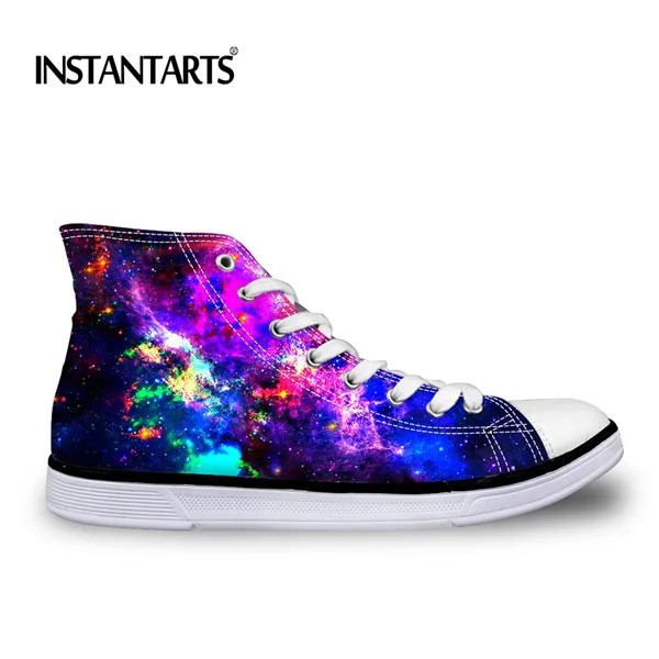 INSTANTARTS/Мужская парусиновая обувь с принтом «Вселенная планеты»; модная Вулканизированная обувь со шнуровкой и звездами; мужская повседневная обувь на плоской подошве - Цвет: CA5186AK