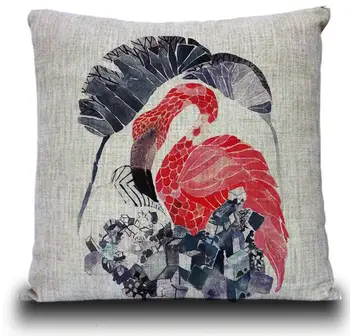

wholesale,NEW Vintage Watercolor bird pillow cover,Color Flamingo Pillow cushion cover,Linen Pillow in Home Decor sofa Pillows