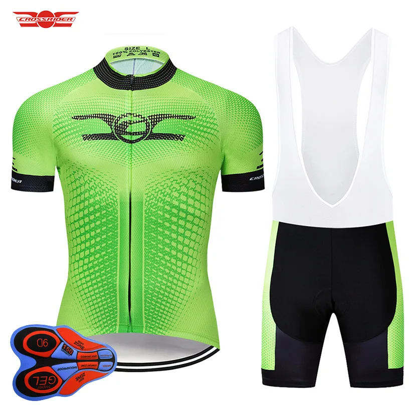 

2019 Summer Green Cycling Jersey 9D Bib Set MTB Uniform Bicycle Clothing Quick Dry Bike Clothes Wear Mens Short Maillot Culotte