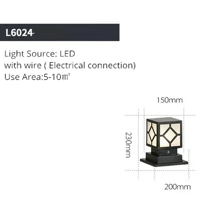 Современный водонепроницаемый светодиодный садовый газон лампы металлический столб светильник Открытый Двор вилла Пейзаж газон блокираторы света садовый светильник ing - Испускаемый цвет: L6024-H230mm