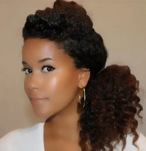 Side part Clip on natural brown kinky curly brazilian virgin hair