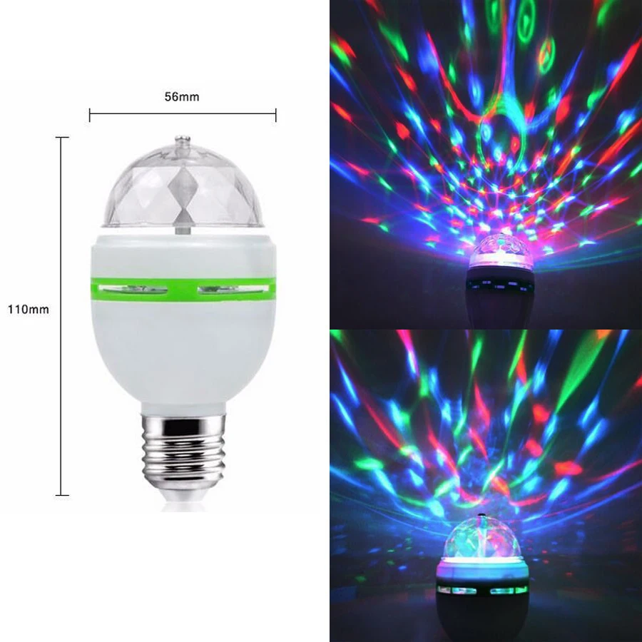 

E27 3W RGB LED Bulb stage lighting effect led stage Colorful Auto Rotating Party Lamp Disco for home decoration lighting lamps