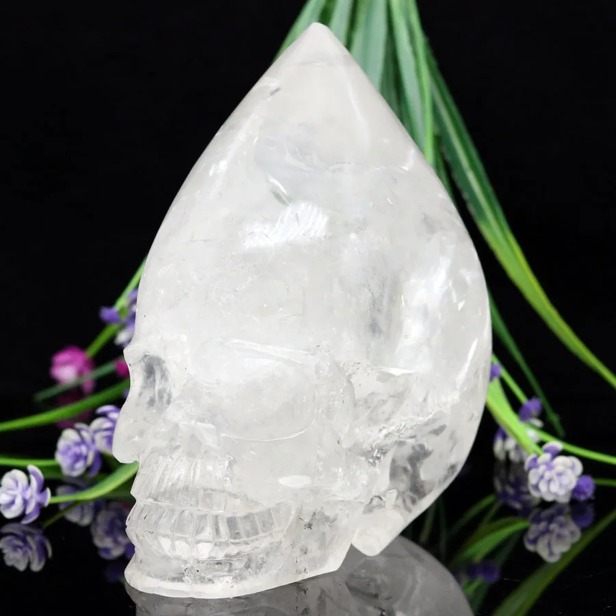 

5.66" QUARTZ ROCK CRYSTAL Handmade Carved Crystal Skull Crystal Realistic Crystal Healing Furnishing Articles Figurine TA44