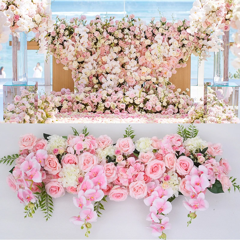 

35/100cm DIY wedding flower wall arrangement supplies silk peonies rose artificial flower row decor wedding iron arch backdrop