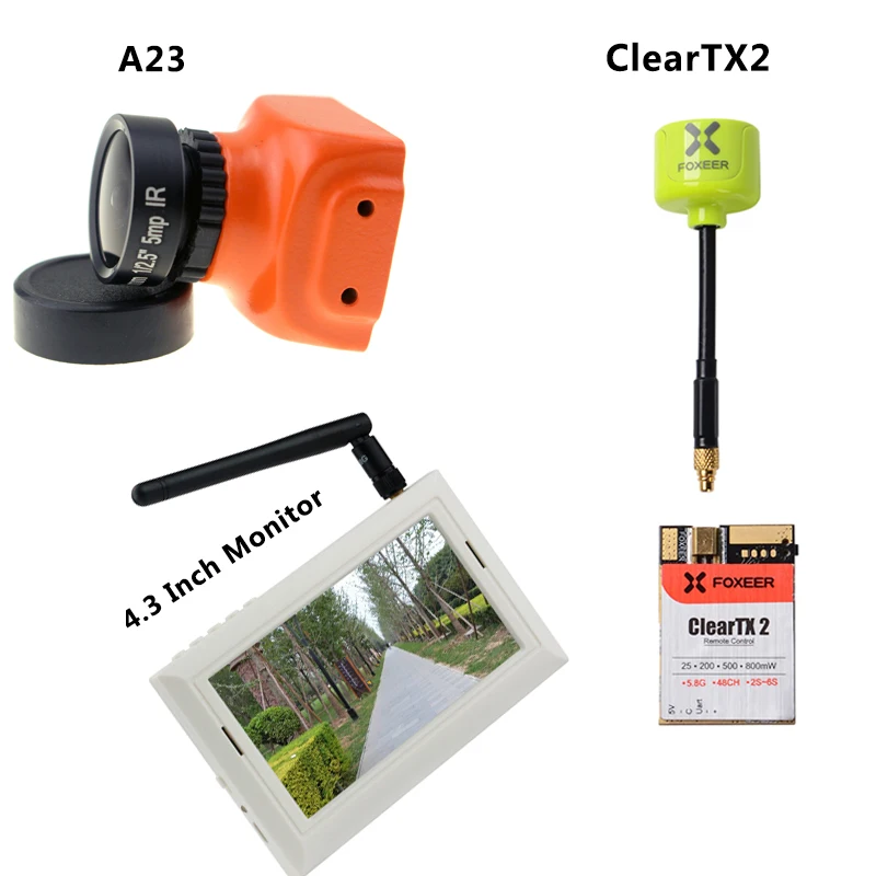 

LDARC 4.3 Inch TFT LCD Display +JINJIEAN FPV Mini A23 800TVL Camera +FOXEER ClearTX 25.8G 48CH+Long TBS Black sheep Antenna