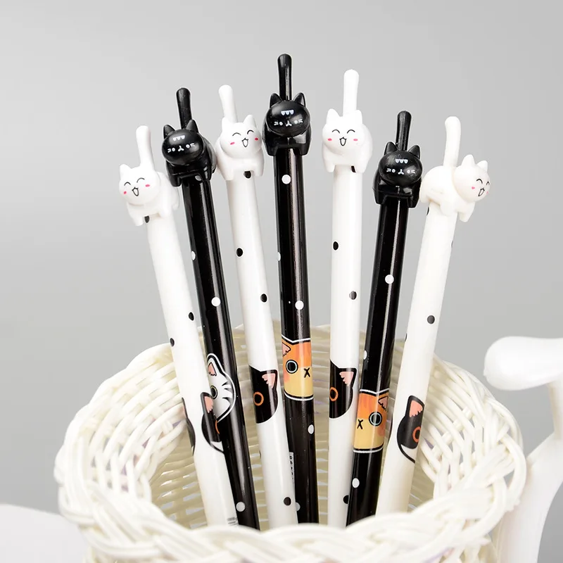 Kawaii Cartoon Cat Tail Gel Pen DIY Office Stationery and School Supplies Smooth Writing Black Ink 0.38mm Pen 1PCS