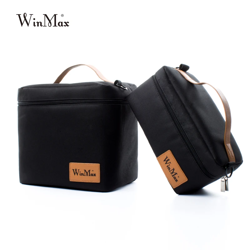 

Winmax Insulated Lunch delivery launch Box sets protable small Thermal Ice Picnic Food cooler keep large Container bag Black