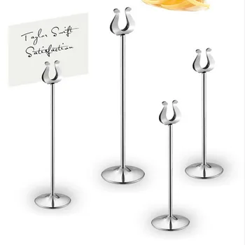 

U Shaped Silver Stainless Steel Table Number Card Clips Wedding Signage Tag Stands Restaurant Menu Shelf for Party Decoration