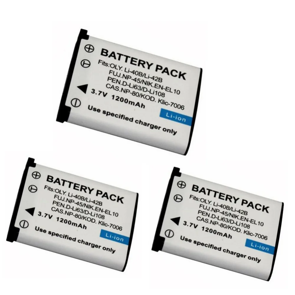 OLY.LI-40B 42B FUJ .NP-45 NIK.EN-EL10 PEN.D-LI63 D-LI108 CAS.NP-80 KOD.KLIC-7006-3