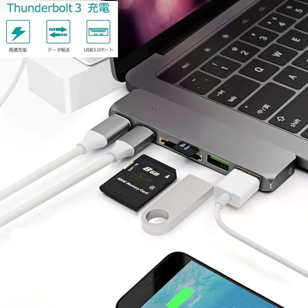 

USB Type C Converter To USB 3.0 PD PowerAdapter SD/TF Card Reader USB HUB For Apple MAC Pro Chromebook Dell XPS 12/13