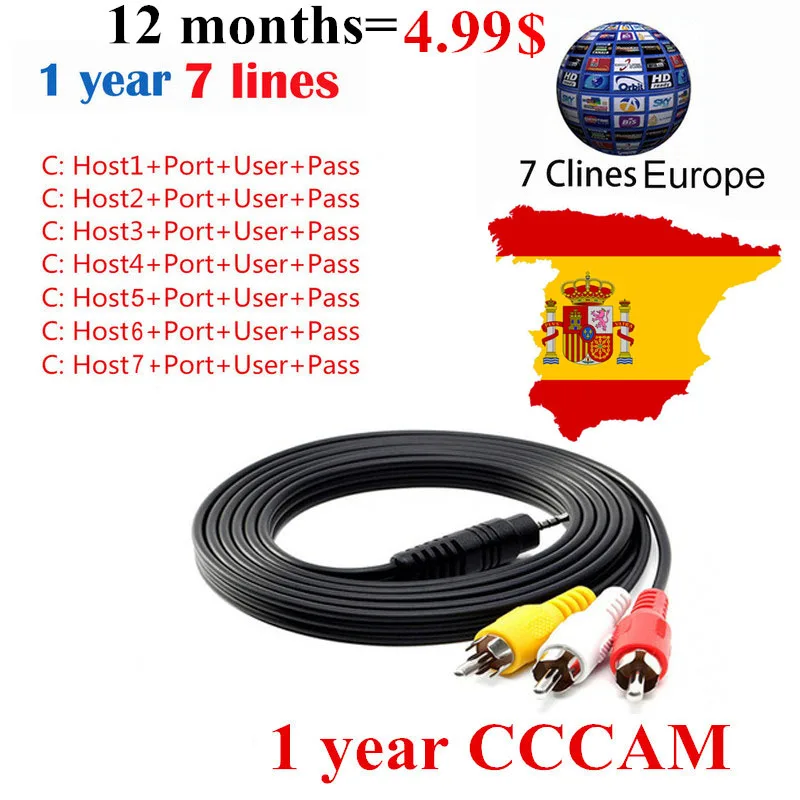 CCCAM clines для 1 года Европа 7 clines CCCAM clines для Европы CCCAM сервер HD DVB-S2 спутниковый ресивер стабильный в Испании Польша