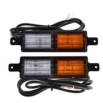 

2PCS DC 10-30V Wide Voltage Car Truck Rear Light 2 * 30 LED Dual Color Wings LED Warning Sidelight Tailer Turn Rear Signal Lamp