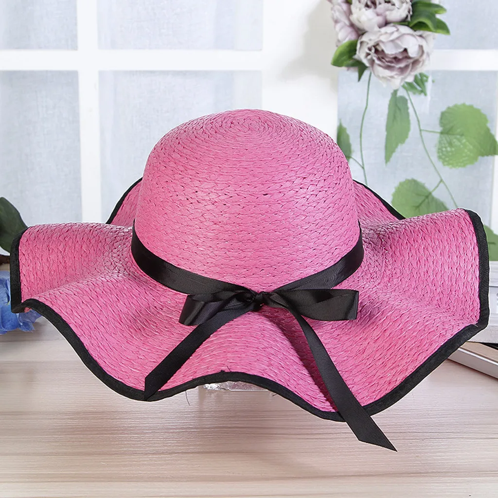 Женская модная летняя пляжная шляпа с бантом, уличная соломенная шляпа, уличная пляжная шляпа, летние шапки, корейские повседневные шляпы