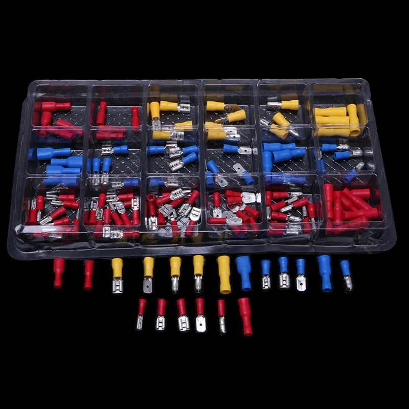 

120 Pcs Insulated Electrical Crimp Connector Wire Terminal Assorted Kit LS'D Tool qiang