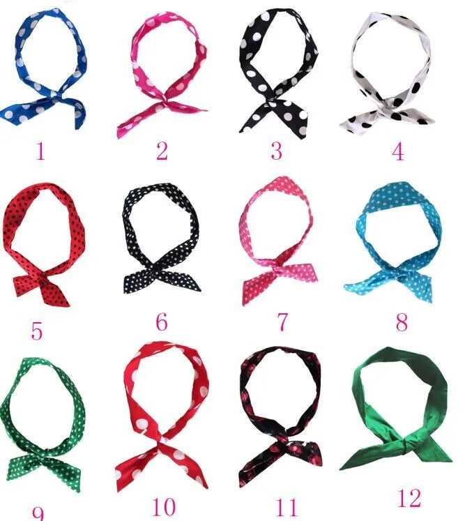 free shipping rockabilly Wire Headband Retro Polka Dot font b Tartan b font Scarf Rockabilly BUY