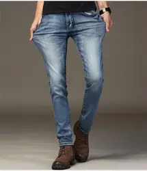 Новинка 2019 мужские джинсы в Корейском стиле синие мужские обтягивающие джинсы для стройных мужчин стрейч брюки мужские джинсовые брюки