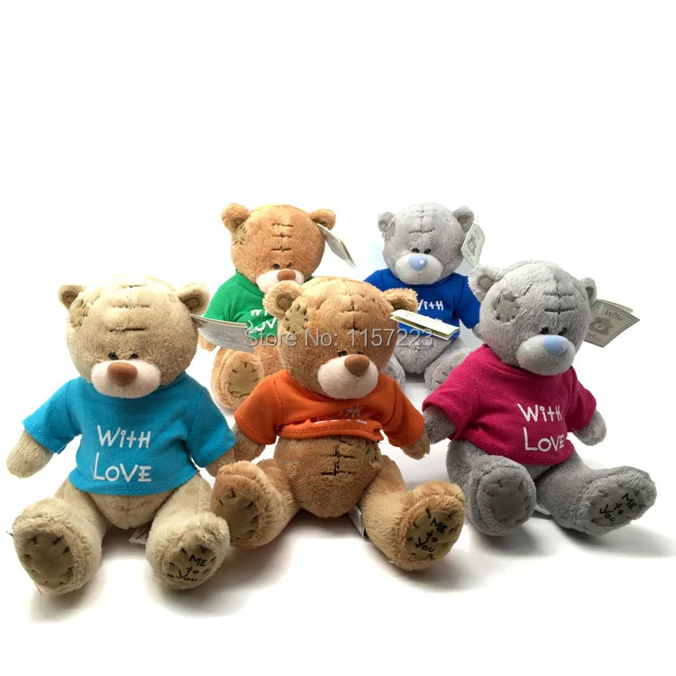 Wholesale 5pcs/lot Plush Teddy Bears With Colorful T-Shirt Cute Plush Toys Wedding Bear Doll Valentines Christmas Gift