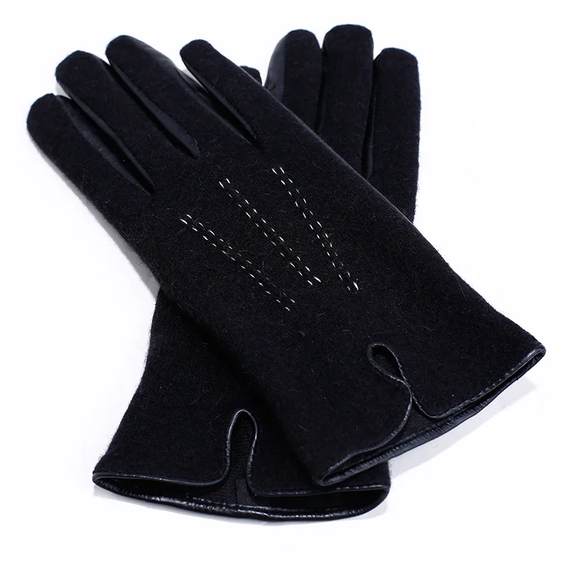 Women Warm Woolen Black Leather GlovesMen's Gloves AliExpress