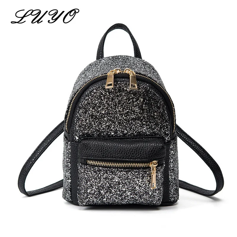 Summer PU Leather Fashion Shining Silver Ladies Women Sequin Bag Kids Teenager Girls Small Mini ...