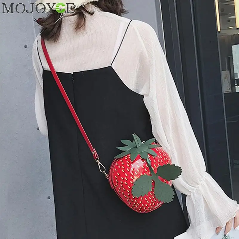 

Cute Creative Strawberry Shaped Shoulder Messenger Handbags PU Leather Women Casual Small Crossbody Bags