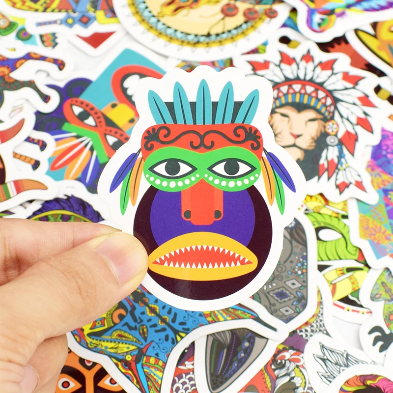 50pcs Totem Animal Sticker Doodle Ethnic Tribal Tattoo Diy Stickers For  Laptop Skateboard Luggage Guitar Moto Helmet Car Decal - Toys & Games - Temu