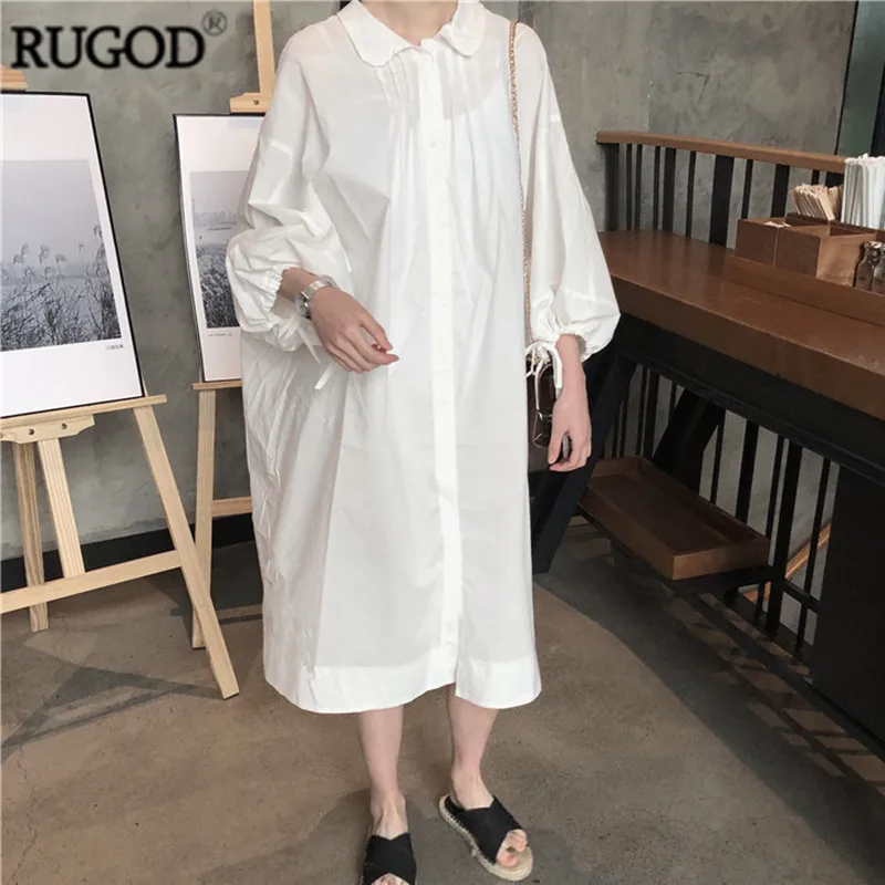 RUGOD 2018 корейский стиль объемным шнурком летучая мышь с длинным рукавом платье