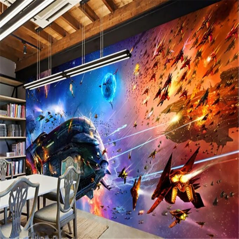 

beibehang Large Custom Wallpaper Shocked Space Star Wars Spacecraft Cosmic Science Fiction Mural Background