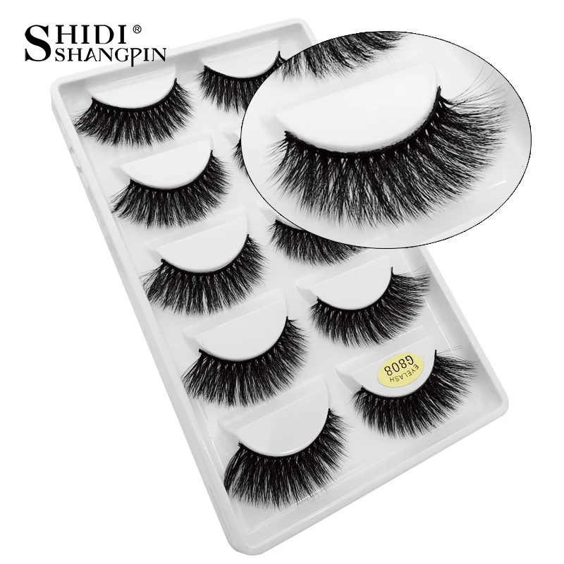 

SHIDISHANGPIN 5 pairs mink eyelashes nataural false eyelashes fluffy lashes makeup mink strip lashes cilios mink 3d fake lashes
