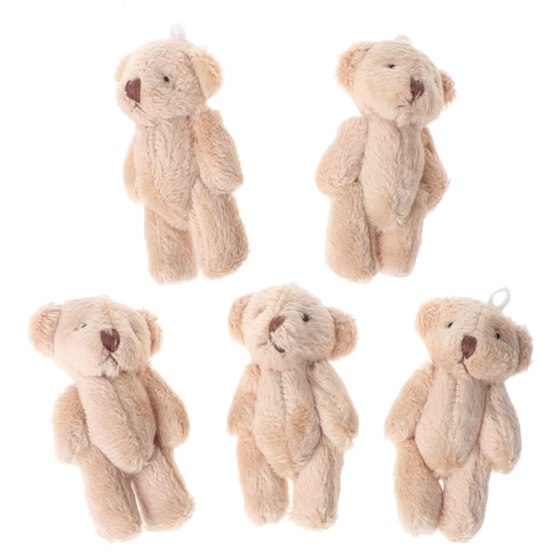 5PCS Kawaii Small Bears Plush Soft Toys Pearl Velvet Dolls Gifts Mini