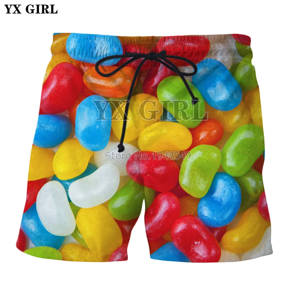 

YX GIRL 2018 летние новые модные шорты еды пива/красочные желе бобы/Сладкие коктейли печать 3d Повседневные Мужские Женские шорты