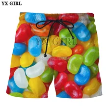 YX GIRL летние новые модные шорты пищевое пиво/красочные желейные бобы/милые коктейли с 3d принтом повседневные мужские и женские шорты