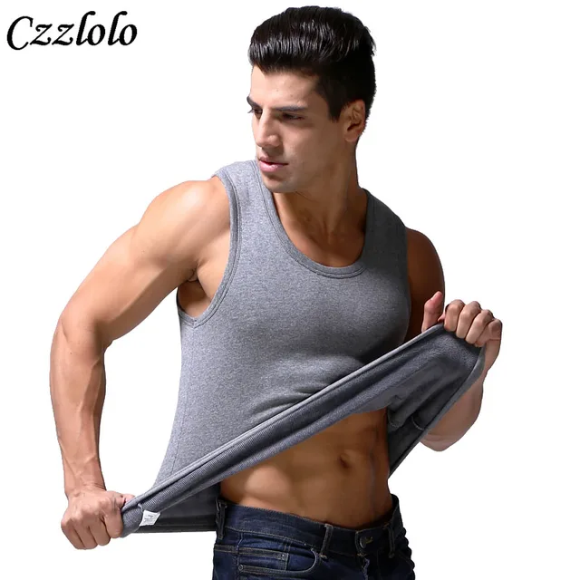 Czzlolo Male Sleeveless Undershirts O Neck Winter Mens Warm Thermal