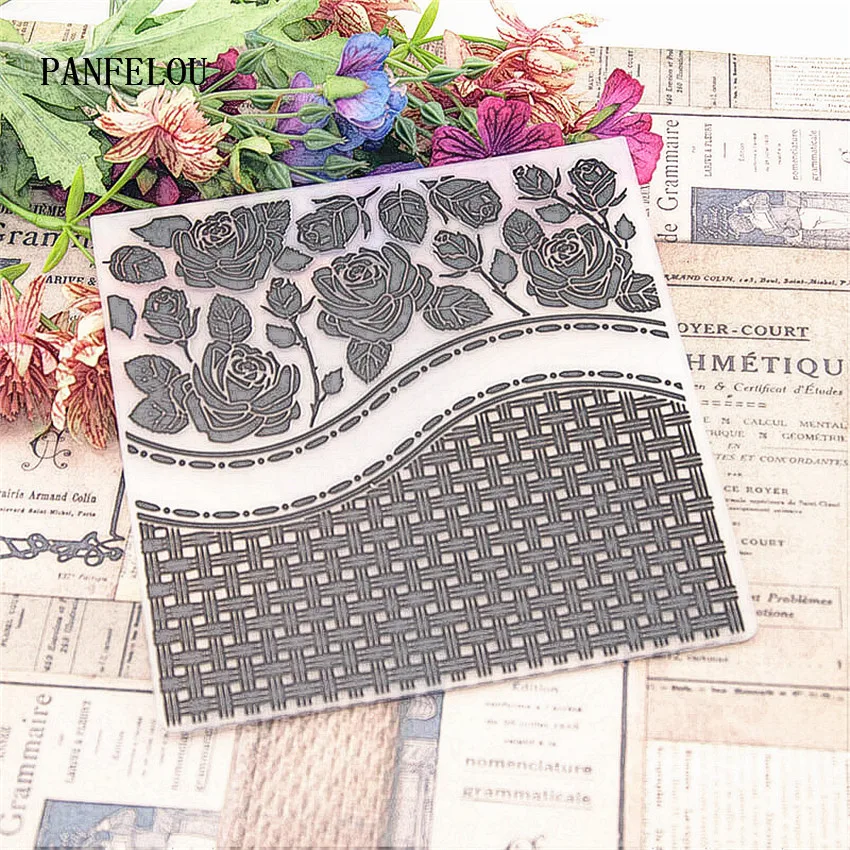 

PANFELOU EasterRose grid background Embossing folders Plastic For Scrapbooking DIY Template Fondant Cake Photo Album Card Making
