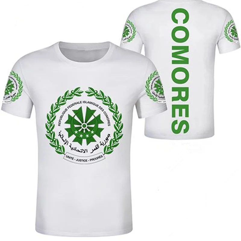 

COMOROS male youth diy free custom made name number photo t shirt nation flag km french union country college boy clothes