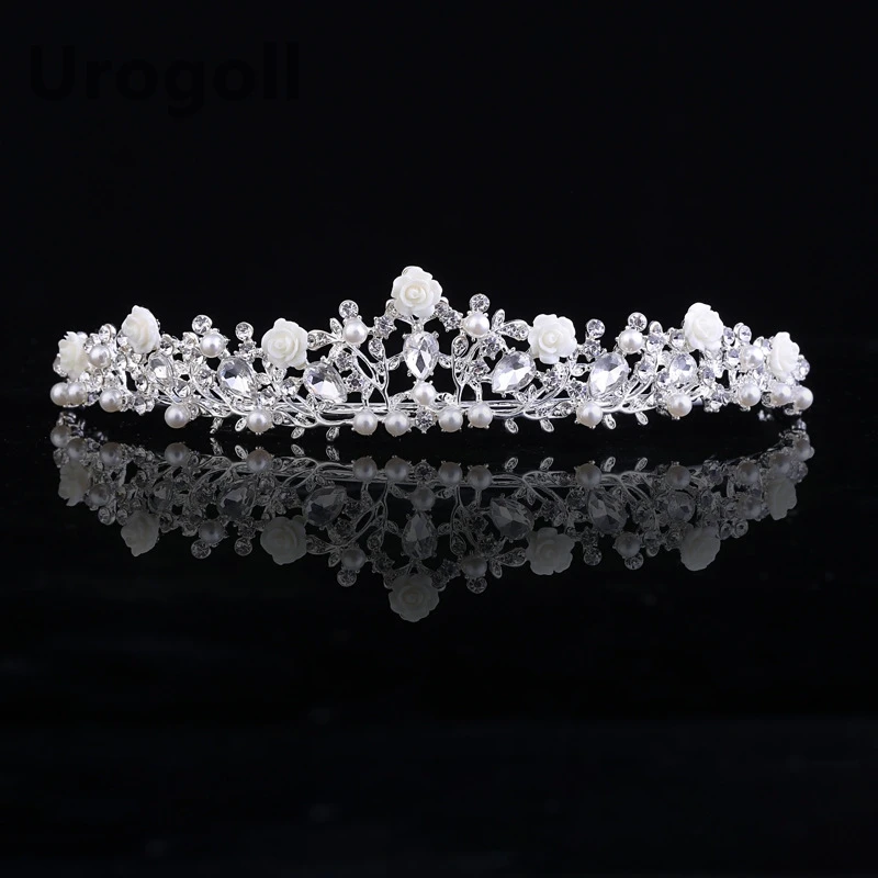 

Noble European Bride Wedding Princess Silver Gold Tiara Crowns Crystal Pearl Diadem Halloween Makeup Hair Accessories For Women