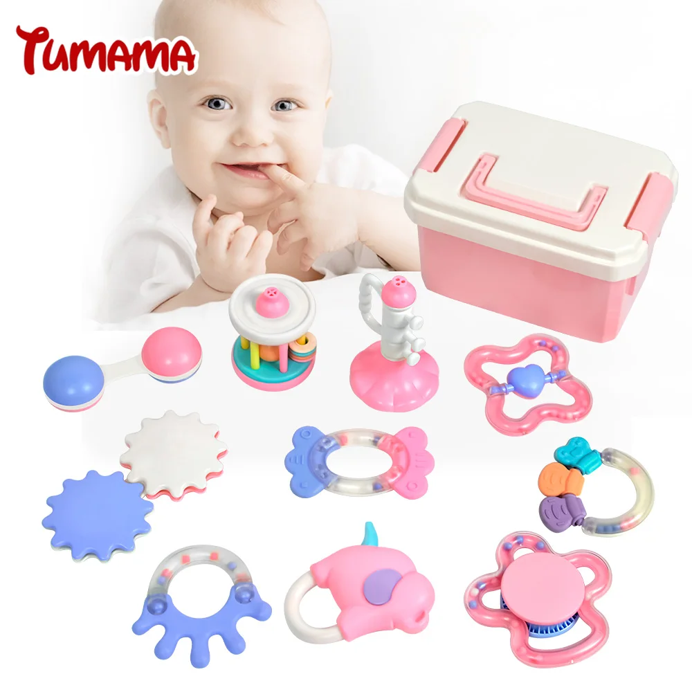 Baby Rattles Toys 10pcs Teether Music Hand Shake Bed Bell Newborns