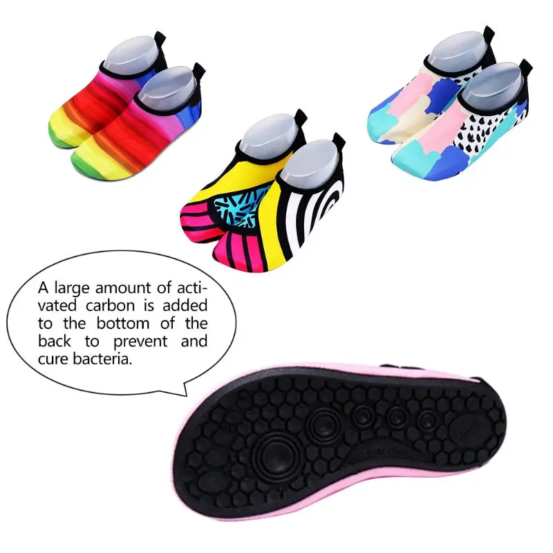 

Unisex Adult Beach Pool Water Shoes Rainbow Contrast Colored Print Swimming Aqua Socks Quick-Dry Barefoot Surfing Slip-On Socks