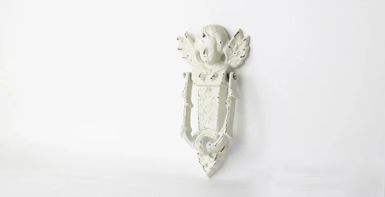 Европейский Винтаж античный белый Ангел Дизайн домашний сад Дверь Декор чугунная ручка