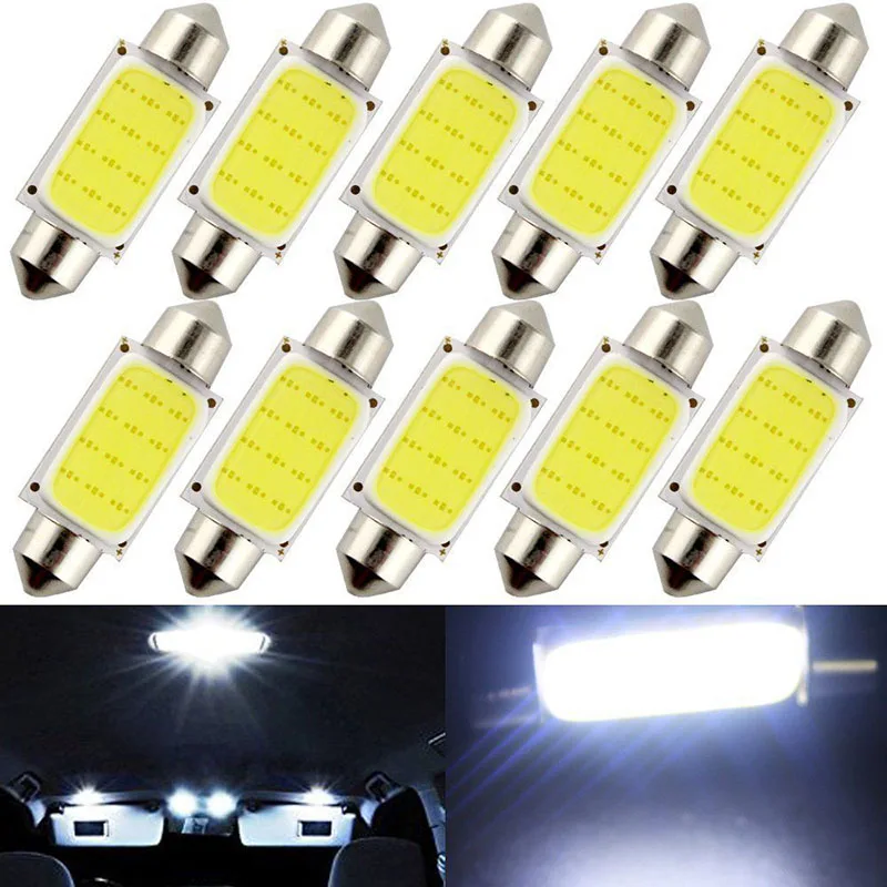 

10pcs/set 41mm 42mm C5W 1.5W COB LED Car Festoon Reading Dome Map Light Bulb White