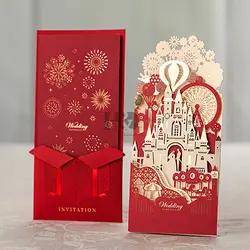 H & D Red Hollow Cut Castle пригласительная открытка с внутренней картой и конвертом свадебные приглашения открытка элегантный свадебный Декор
