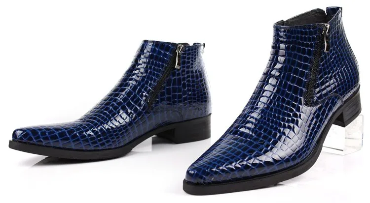 Большой Размеры EUR46 черный/коричневый загар/синий на молнии мужские Ботильоны из натуральной кожи ботинки в деловом стиле мужской Туфли под платье