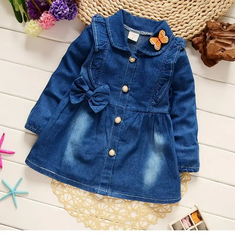 

2018 Girls Denim Jackets Lovely Butterfly kids Outerwear For Girls Long Sleeve autumn spring Jeans coats Clothes