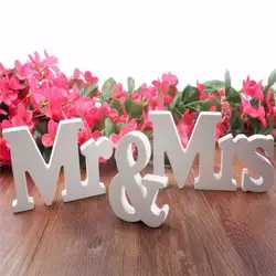 Свадебные украшения Mr & Mrs белые буквы Свадебный знак горячие деревянные английские алфавиты Свадебные украшения для вечеринок 3 шт./компл